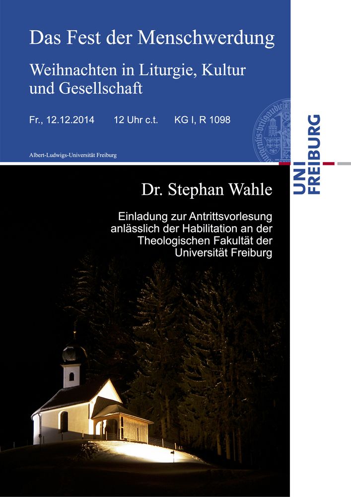 Das Fest der Menschwerdung. Plakat zur Antrittsvorlesung